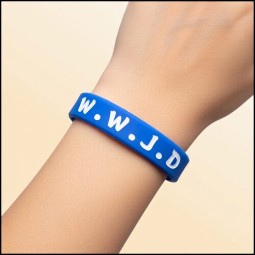 Blauwe Armband met de Tekst WWJD