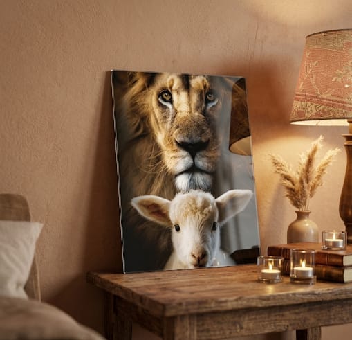 Plexiglas leeuw en lam