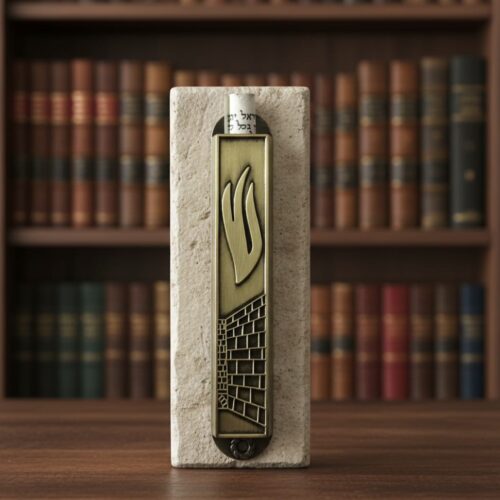 Mezuzah met Vlam en Stenen Muur