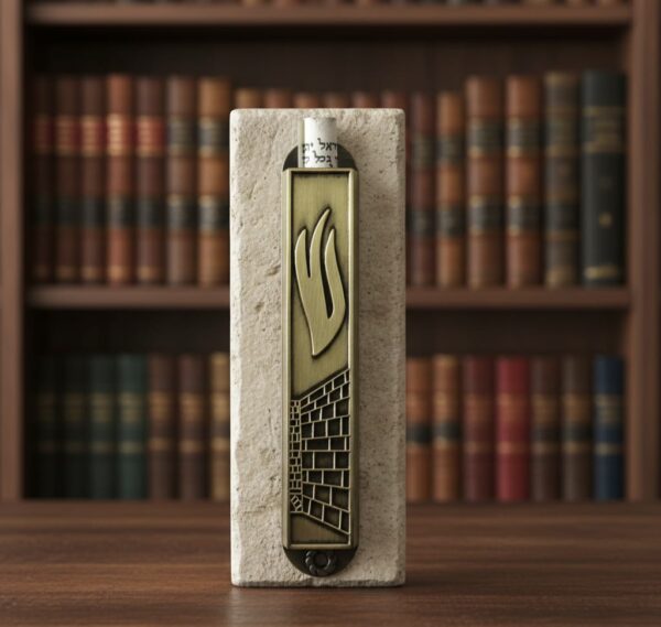 Mezuzah met Vlam en Stenen Muur