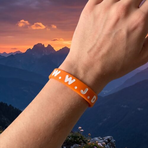 Oranje WWJD Siliconen Armband Dikke Letters