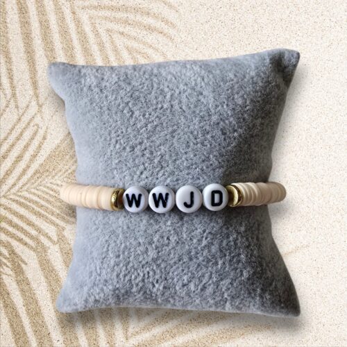 Crème WWJD Heishi Armband
