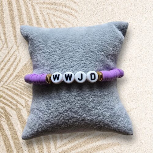 licht paars plat Lichtpaarse Kleurenarmband met WWJD