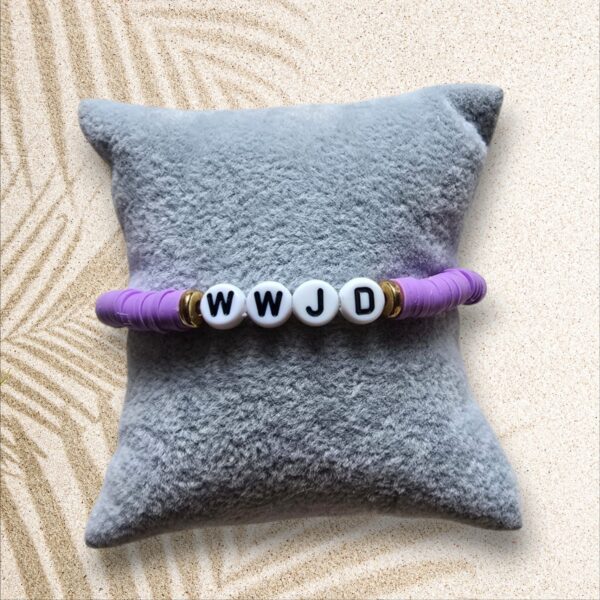 licht paars plat Lichtpaarse Kleurenarmband met WWJD