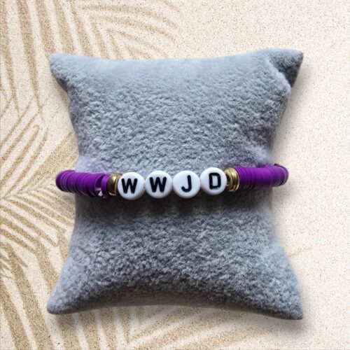 paars plat Paarse Kleurenarmband met WWJD