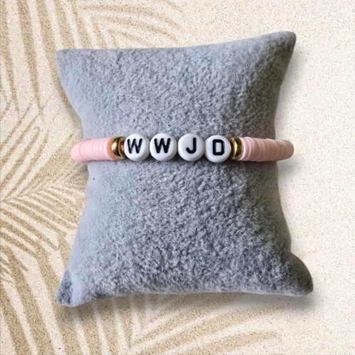 Lichtroze WWJD Heishi Armband