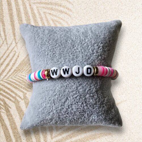 Roze Witte Rode Blauwe WWJD Armband