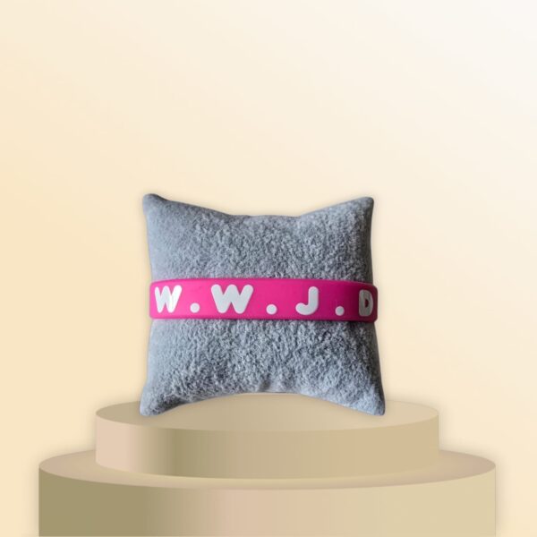 roze wwjd arm Roze Siliconen WWJD Armband