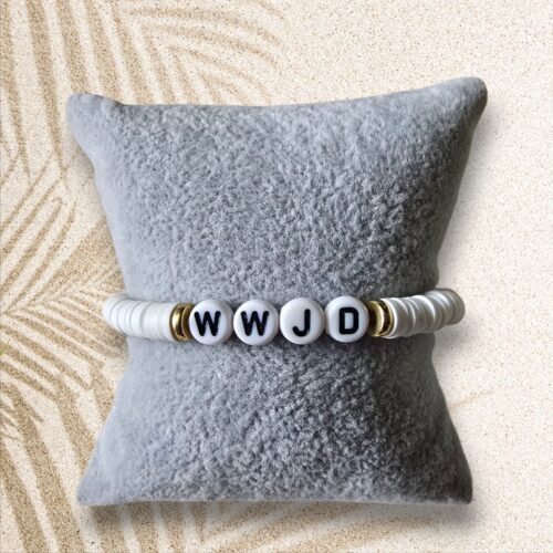 Witte WWJD Heishi Armband