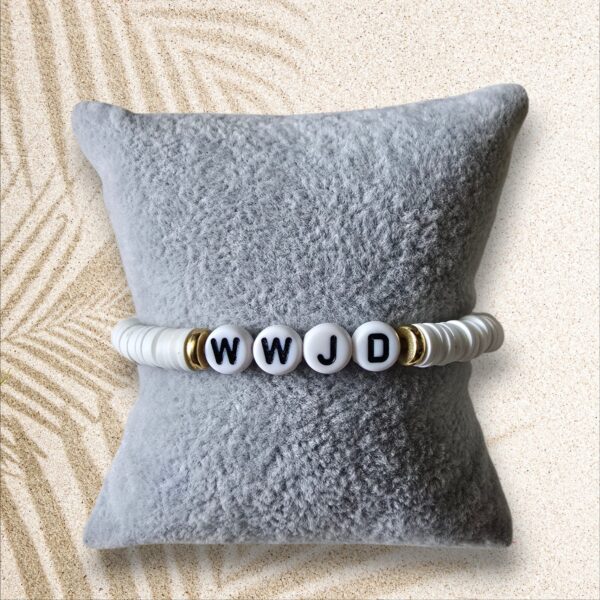 Witte WWJD Heishi Armband