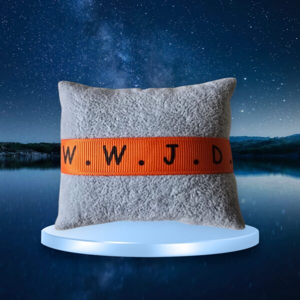 lint oranje wwjd zwarte letters Donkeroranje WWJD Lint Armband
