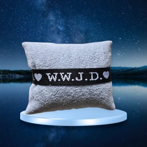 Zwart WWJD hart Lint Armband 